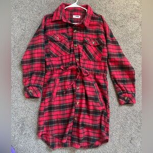 Ci Sono Red and Black Plaid Long Sleeve Dress